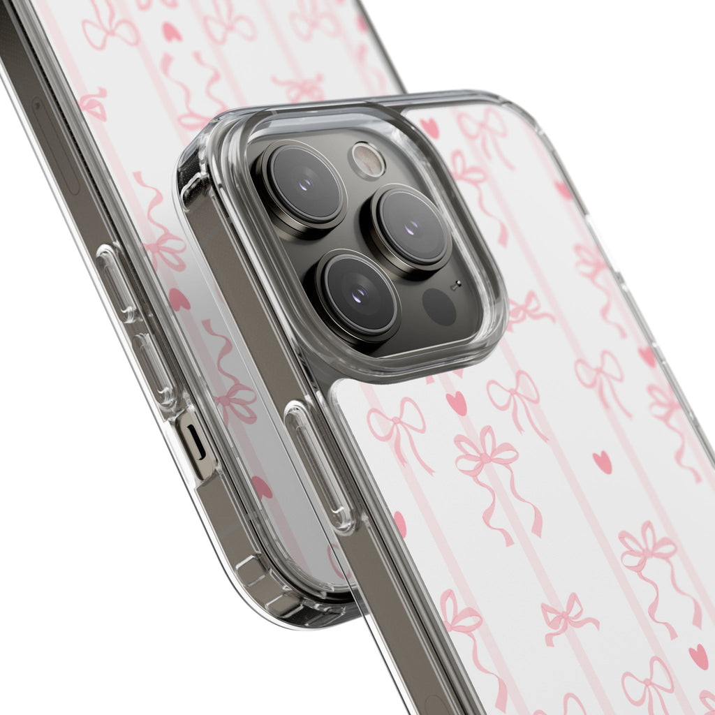 Pink Bow Aesthetic Phone Case – Cute Shockproof Protective Cover with Precise Cutouts, Kawaii Gift for Women & Girls