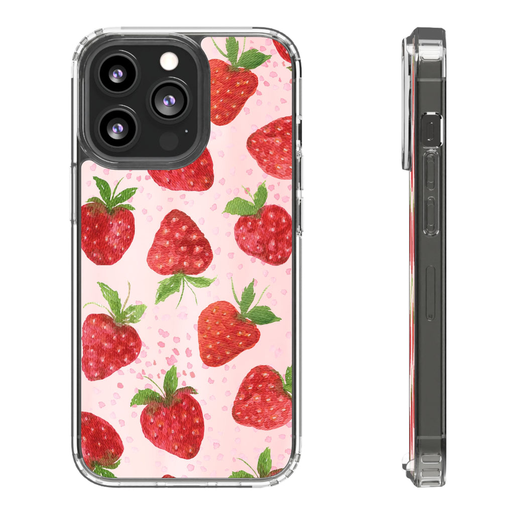 Aesthetic Pink Strawberry Phone Case – Cute Kawaii Fruit Design, Slim Protective Cover for Women & Girls | iPhone and Samsung
