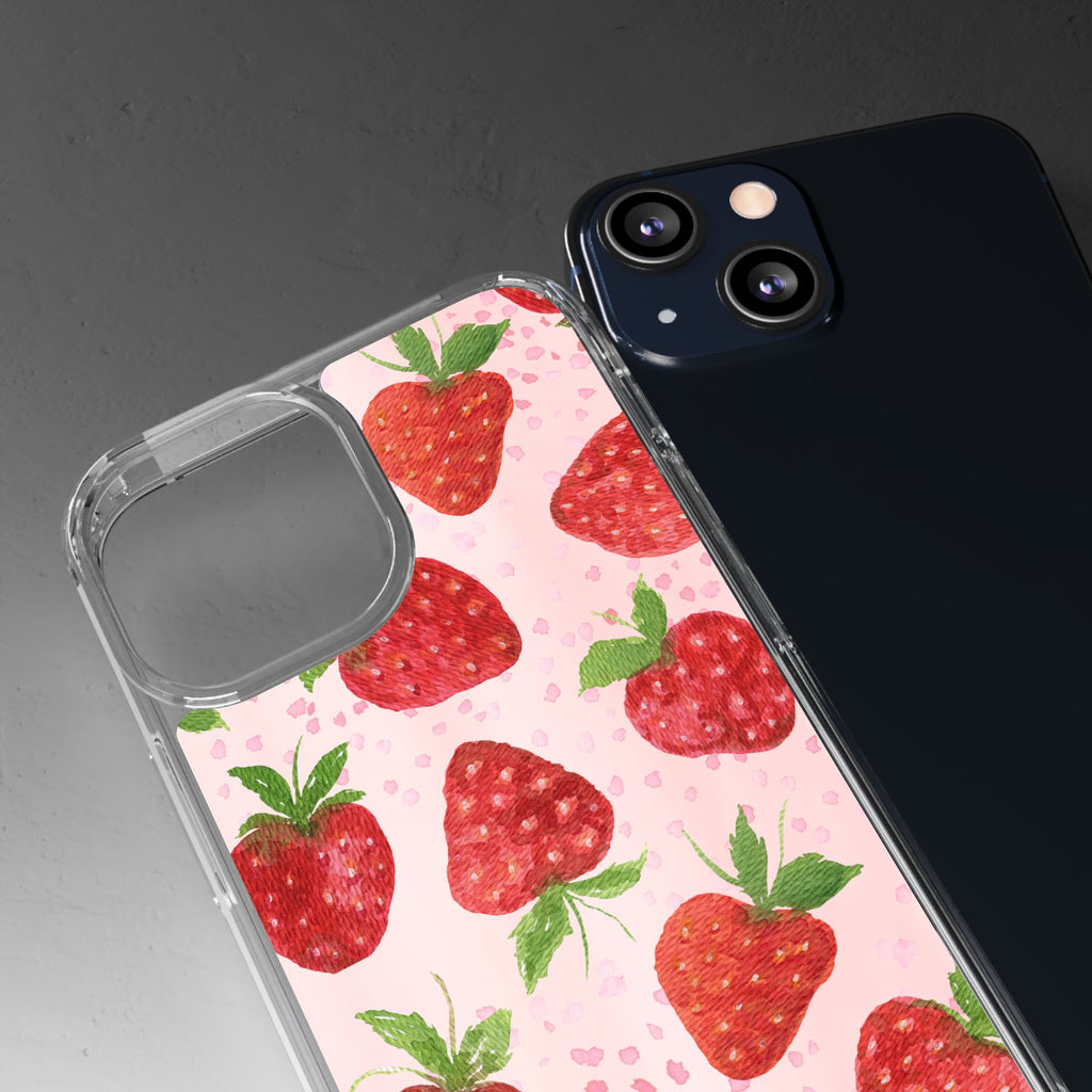 Aesthetic Pink Strawberry Phone Case – Cute Kawaii Fruit Design, Slim Protective Cover for Women & Girls | iPhone and Samsung
