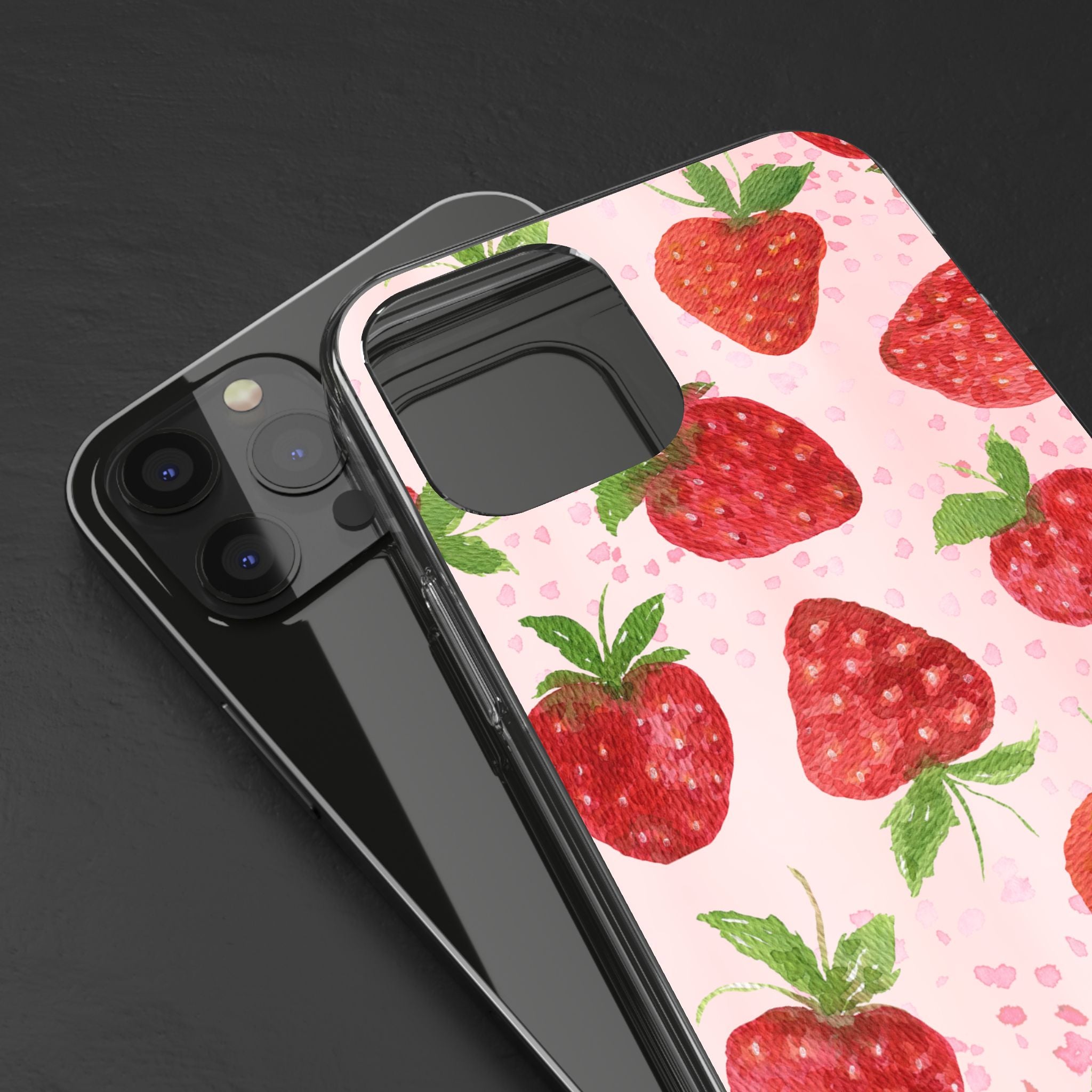 Aesthetic Pink Strawberry Phone Case – Cute Kawaii Fruit Design, Slim Protective Cover for Women & Girls | iPhone and Samsung
