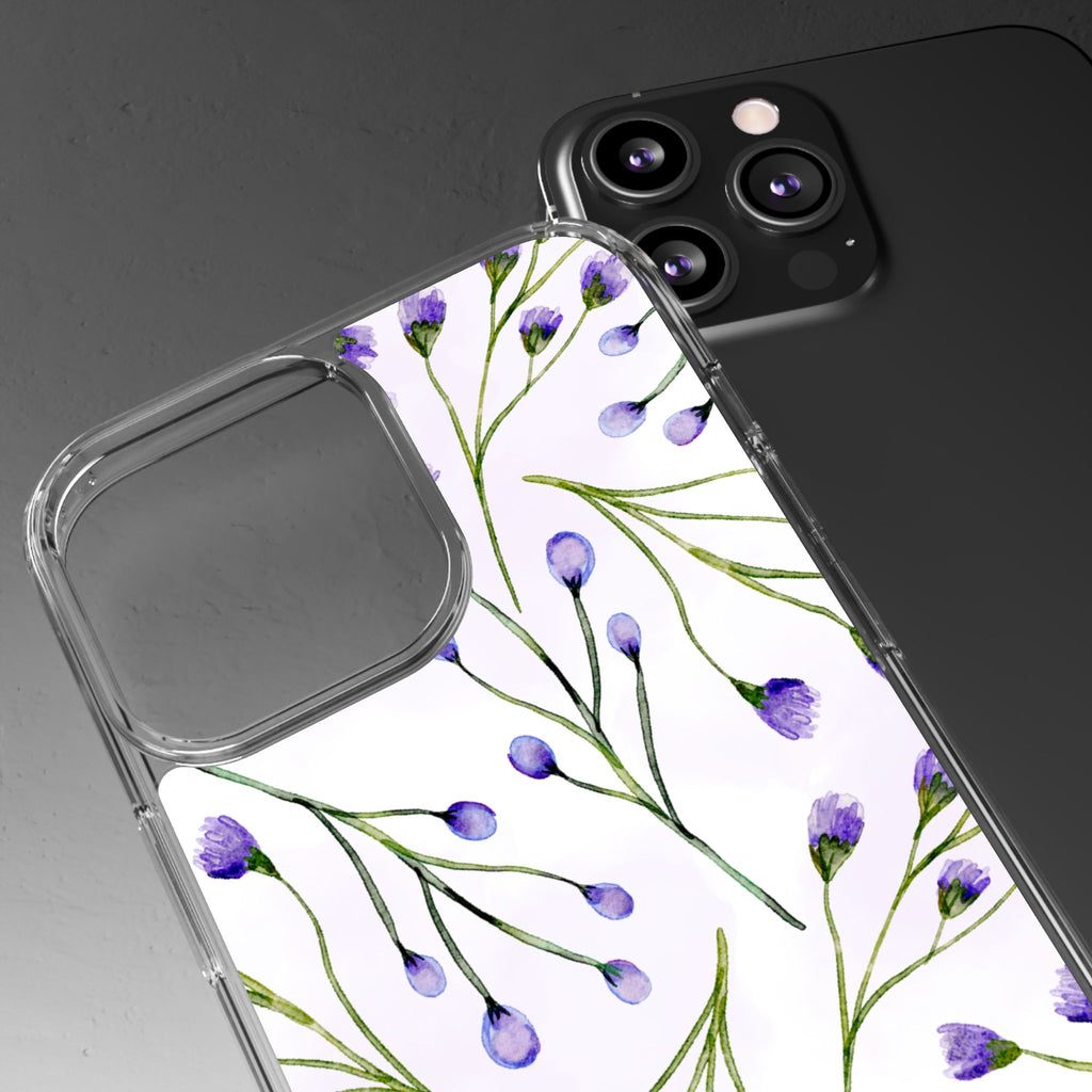 Purple Flower Pattern Phone Case – Aesthetic Floral Protective Cover, Slim Lightweight Design for Women & Girls | iPhone and Samsung