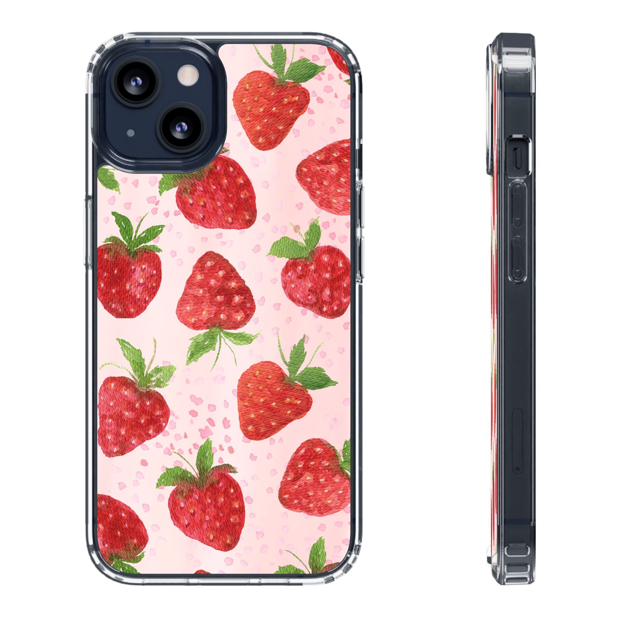 Aesthetic Pink Strawberry Phone Case – Cute Kawaii Fruit Design, Slim Protective Cover for Women & Girls | iPhone and Samsung