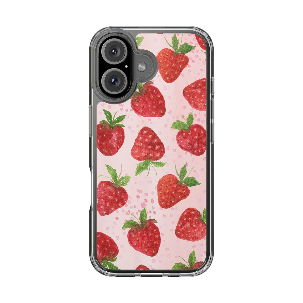 Aesthetic Pink Strawberry Phone Case – Cute Kawaii Fruit Design, Slim Protective Cover for Women & Girls | iPhone and Samsung