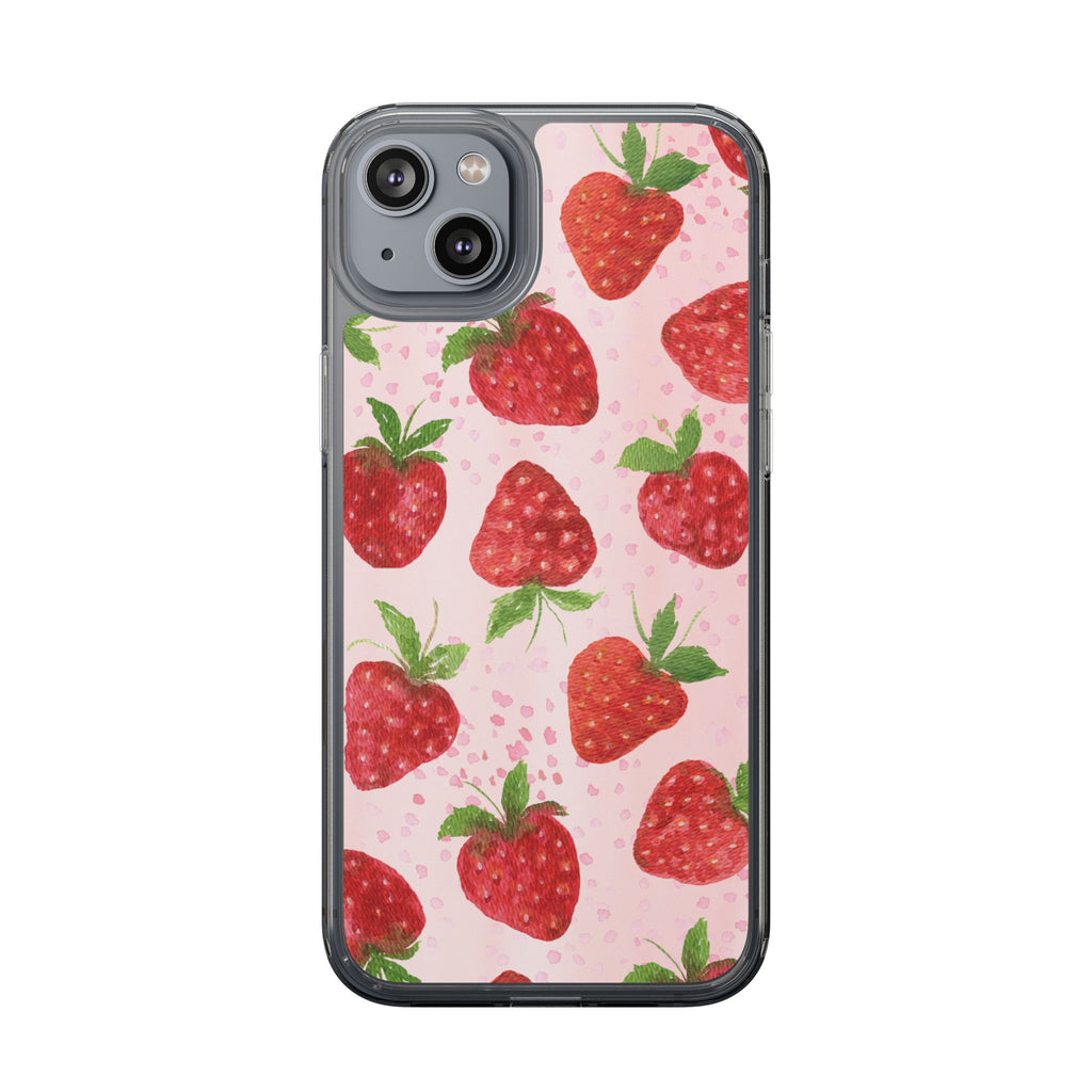 Aesthetic Pink Strawberry Phone Case – Cute Kawaii Fruit Design, Slim Protective Cover for Women & Girls | iPhone and Samsung