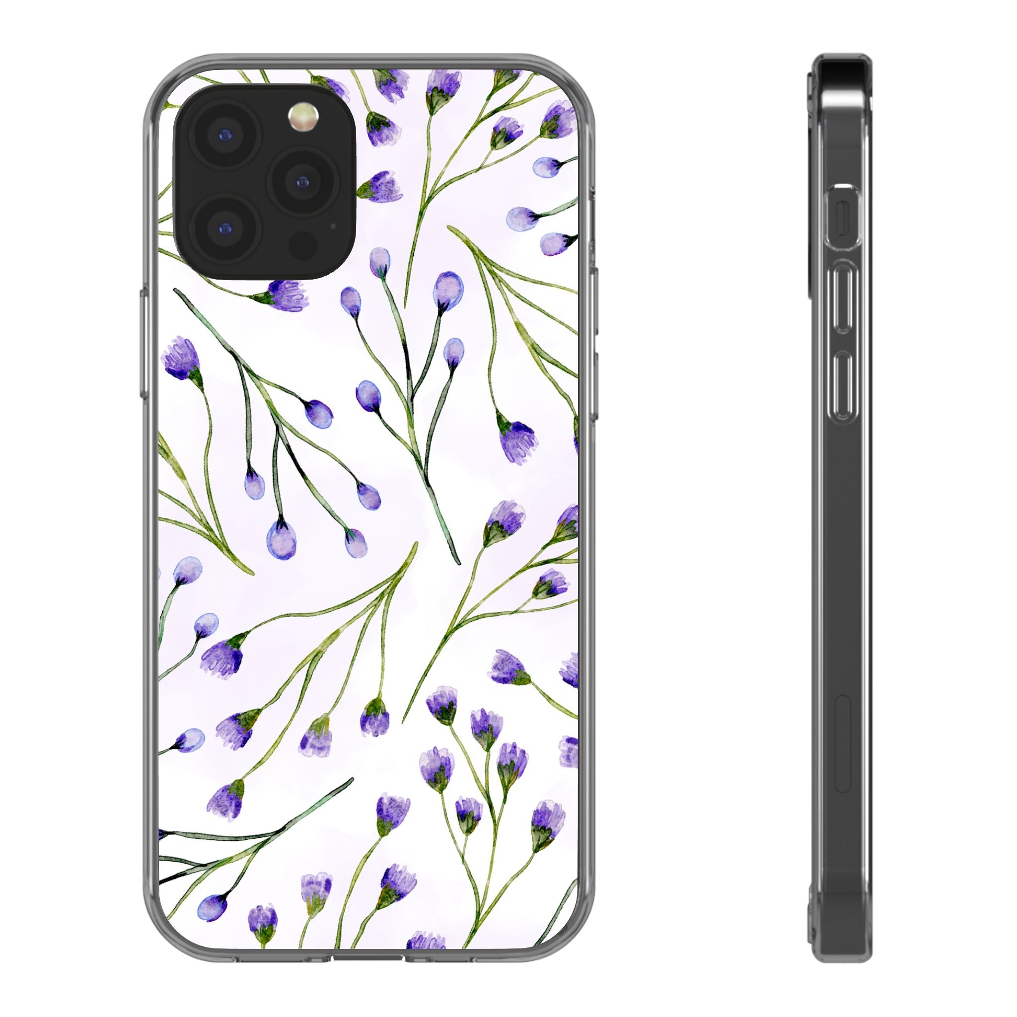 Purple Flower Pattern Phone Case – Aesthetic Floral Protective Cover, Slim Lightweight Design for Women & Girls | iPhone and Samsung