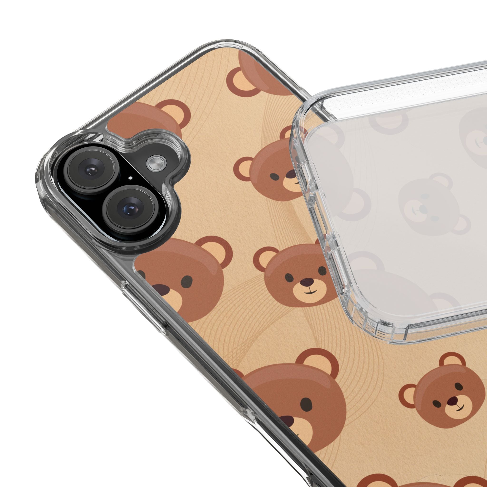Bear Pattern Clear Phone Case, Cute Animal Phone Cover, Gift for Kids, Trendy Phone Accessory, Birthday Gift, Fun & Playful Style