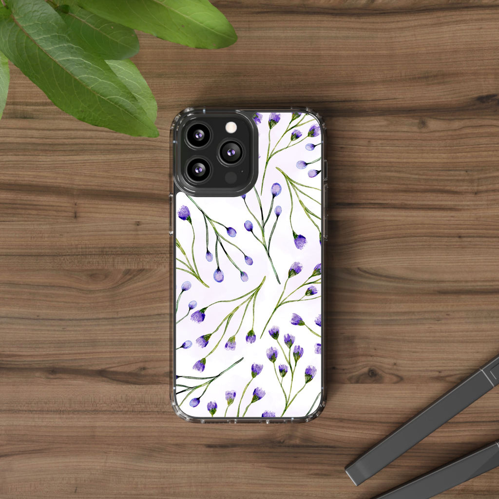 Purple Flower Pattern Phone Case – Aesthetic Floral Protective Cover, Slim Lightweight Design for Women & Girls | iPhone and Samsung