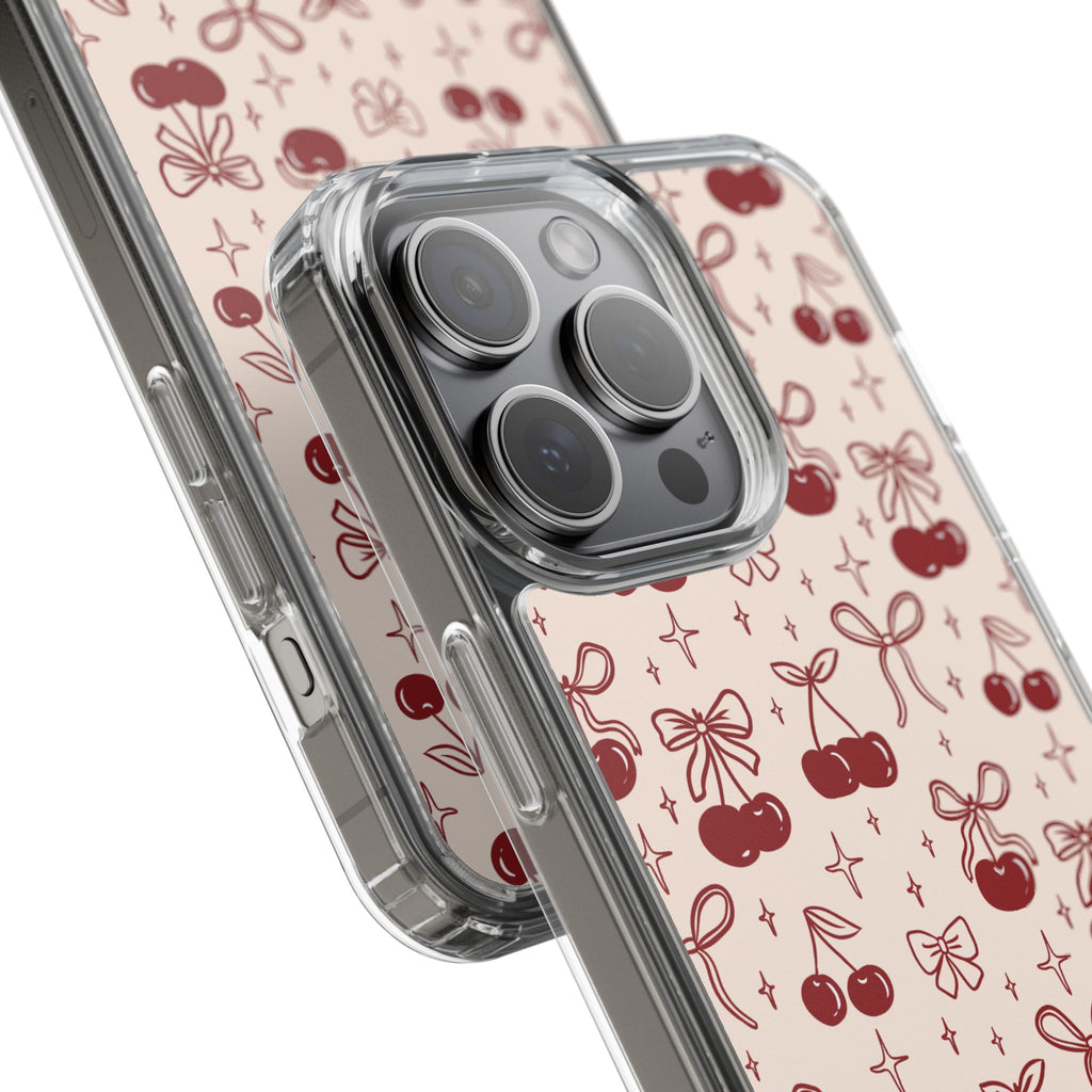 Red Cherry Pattern Aesthetic Phone Case – Slim Lightweight Protective Cover, Cute Colorful Design for Women & Girls