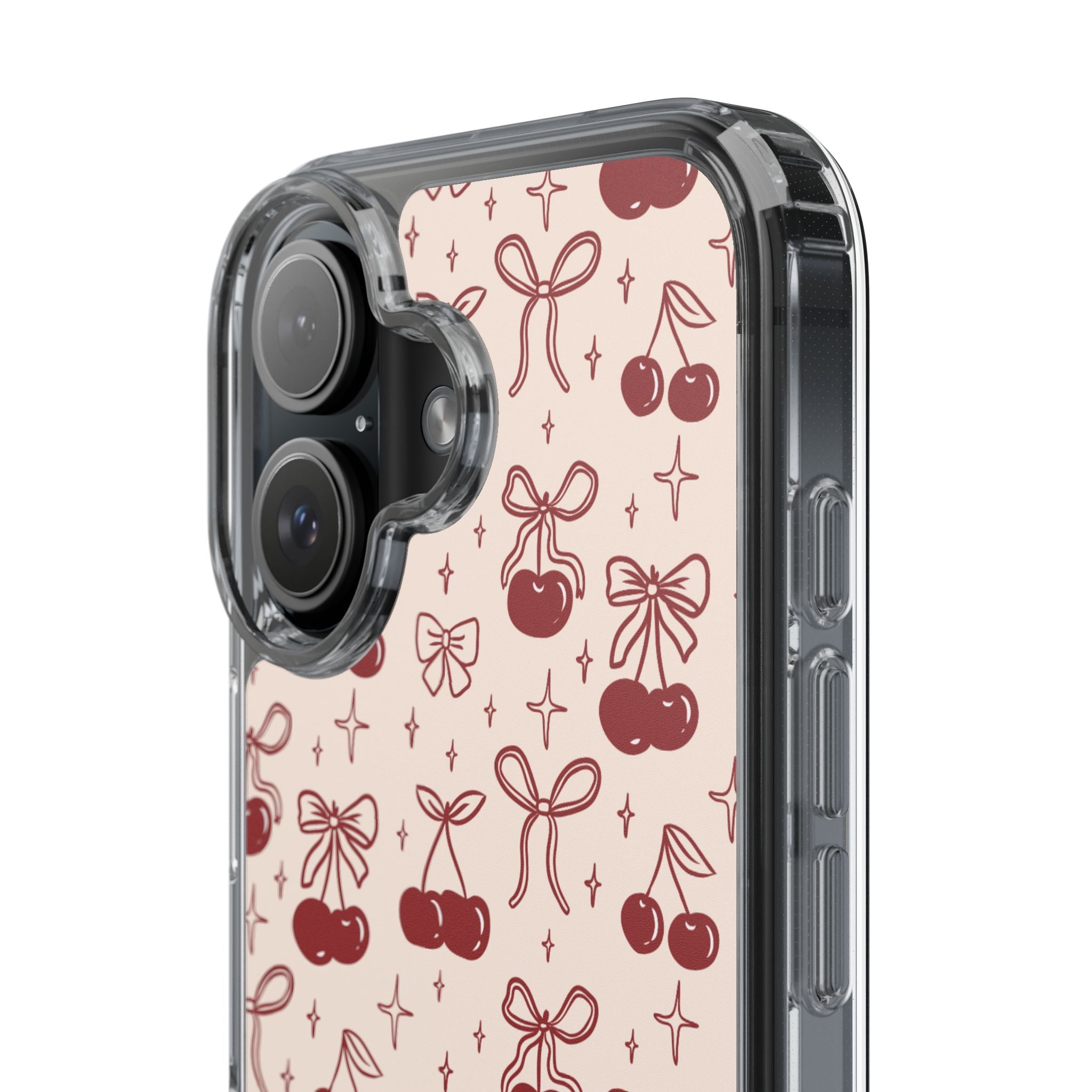 Red Cherry Pattern Aesthetic Phone Case – Slim Lightweight Protective Cover, Cute Colorful Design for Women & Girls