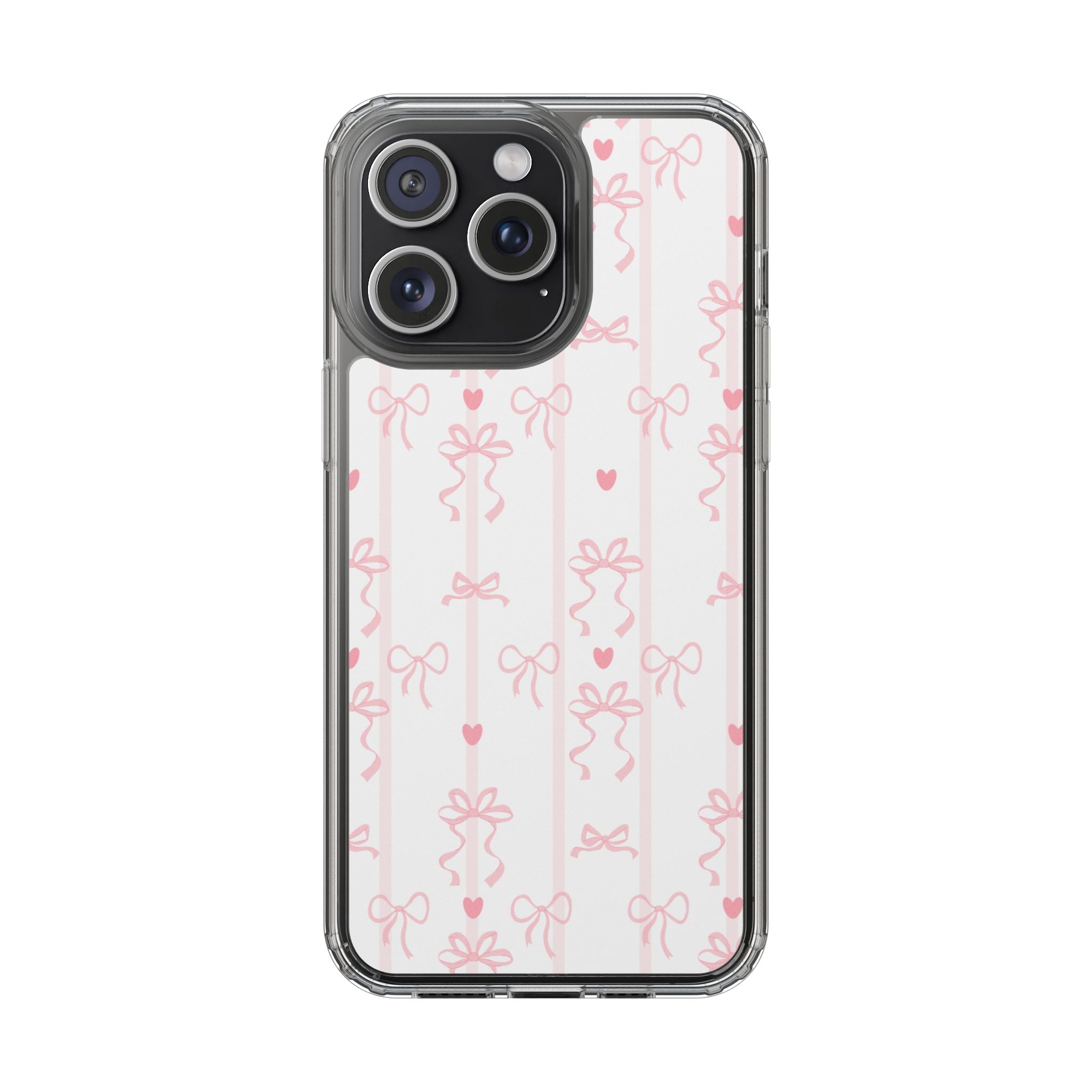 Pink Bow Aesthetic Phone Case – Cute Shockproof Protective Cover with Precise Cutouts, Kawaii Gift for Women & Girls