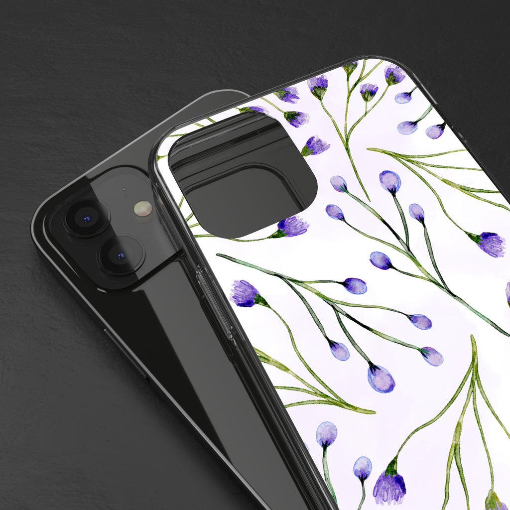 Purple Flower Pattern Phone Case – Aesthetic Floral Protective Cover, Slim Lightweight Design for Women & Girls | iPhone and Samsung