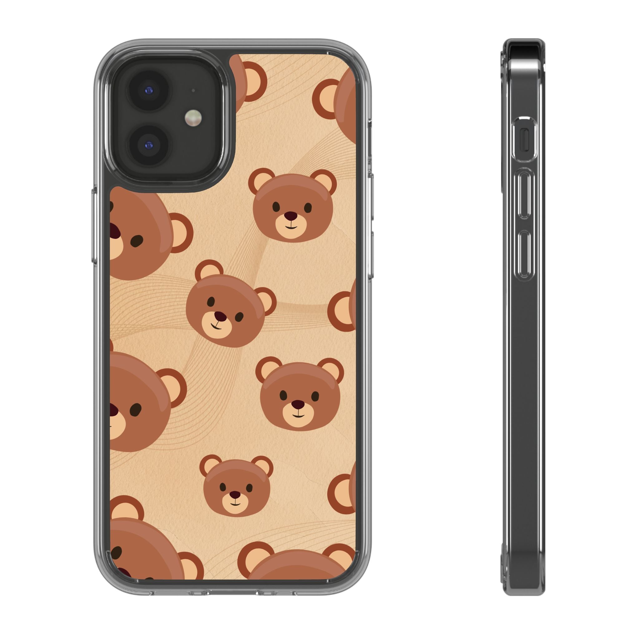 Bear Pattern Clear Phone Case, Cute Animal Phone Cover, Gift for Kids, Trendy Phone Accessory, Birthday Gift, Fun & Playful Style