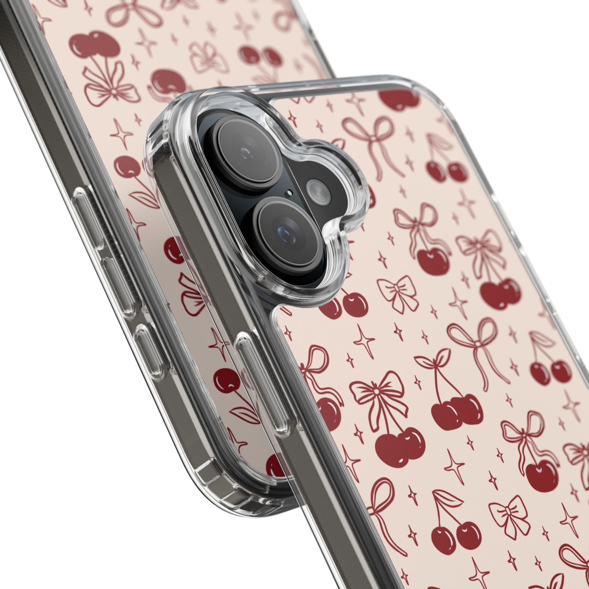 Red Cherry Pattern Aesthetic Phone Case – Slim Lightweight Protective Cover, Cute Colorful Design for Women & Girls