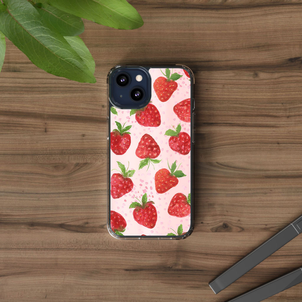 Aesthetic Pink Strawberry Phone Case – Cute Kawaii Fruit Design, Slim Protective Cover for Women & Girls | iPhone and Samsung