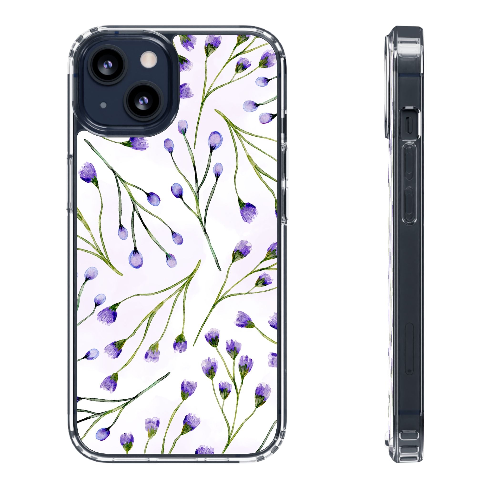 Purple Flower Pattern Phone Case – Aesthetic Floral Protective Cover, Slim Lightweight Design for Women & Girls | iPhone and Samsung