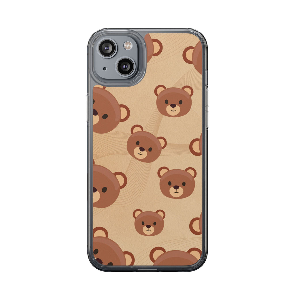Bear Pattern Clear Phone Case, Cute Animal Phone Cover, Gift for Kids, Trendy Phone Accessory, Birthday Gift, Fun & Playful Style