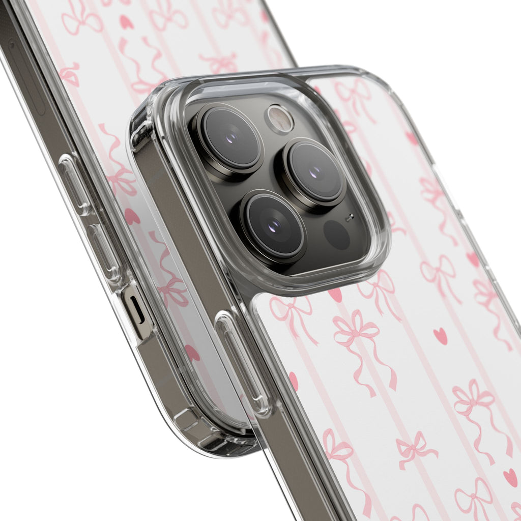 Pink Bow Aesthetic Phone Case – Cute Shockproof Protective Cover with Precise Cutouts, Kawaii Gift for Women & Girls