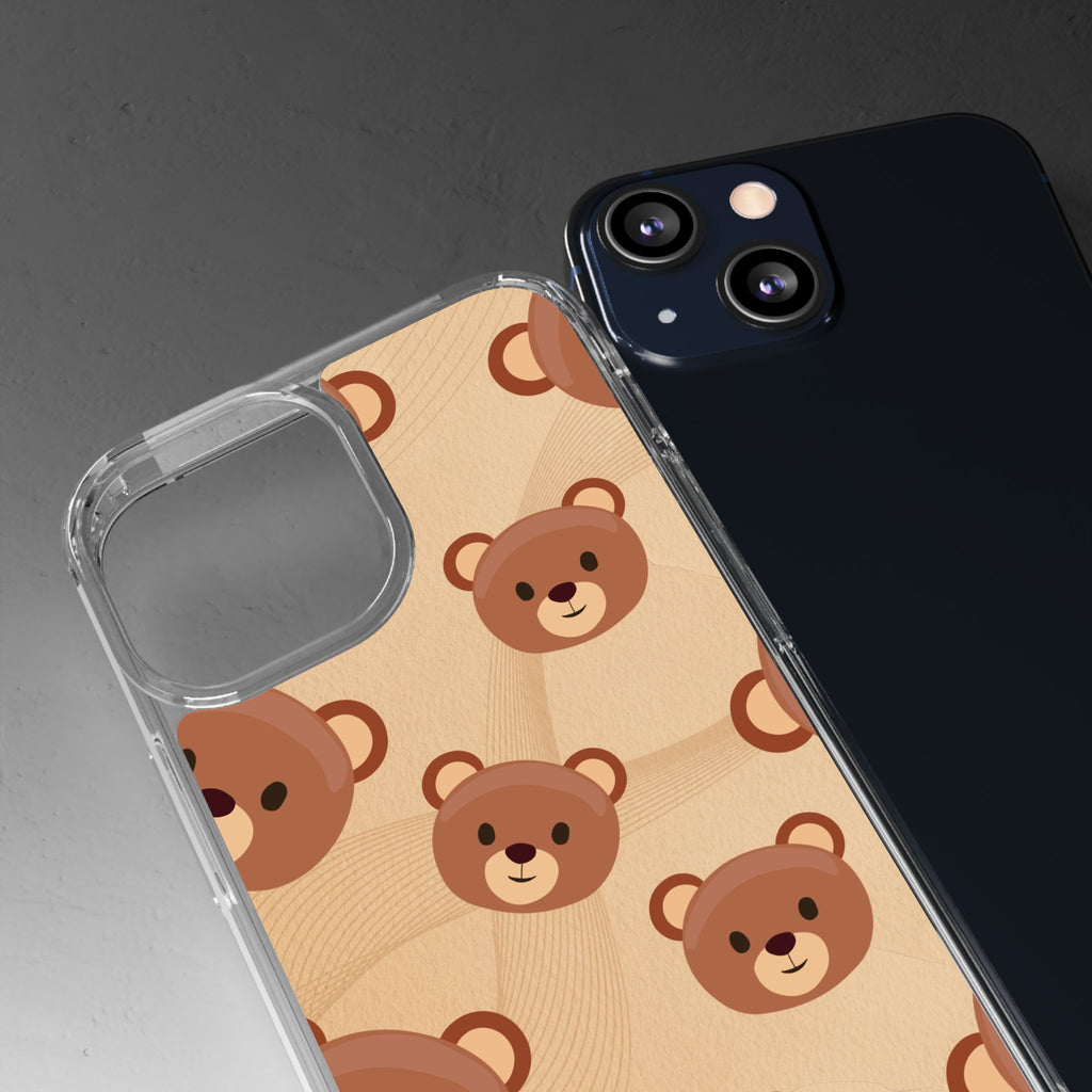 Bear Pattern Clear Phone Case, Cute Animal Phone Cover, Gift for Kids, Trendy Phone Accessory, Birthday Gift, Fun & Playful Style